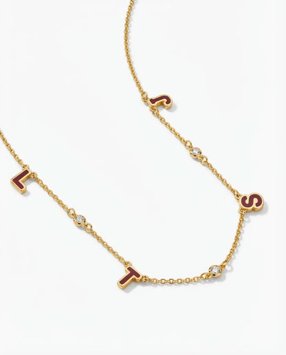 Personalized Gold Initial Necklace with Diamond Accents