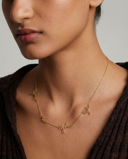 Personalized Gold Multiple Name Necklace for Her