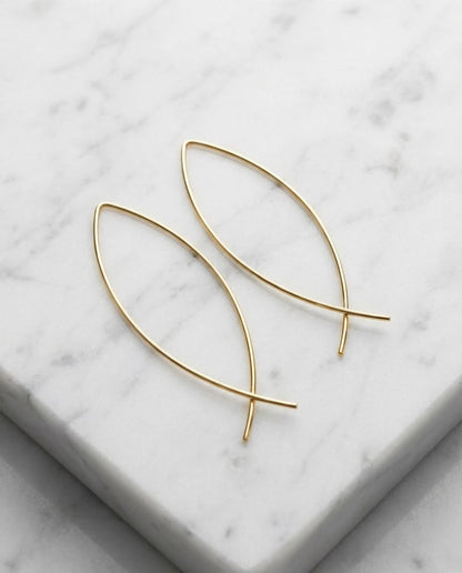 Elegant Gold Criss-Cross Arc Earrings