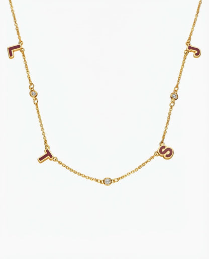Personalized Gold Initial Necklace with Diamond Accents