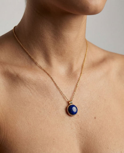 Vintage Lapis Lazuli Gold Pendant Necklace