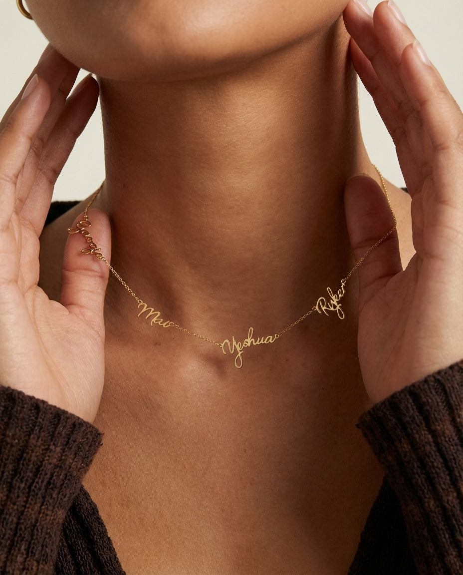 Personalized Gold Multiple Name Necklace for Her