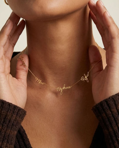 Personalized Gold Multiple Name Necklace for Her