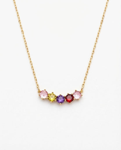 Personalized Gold Family Birthstone Bar Necklace