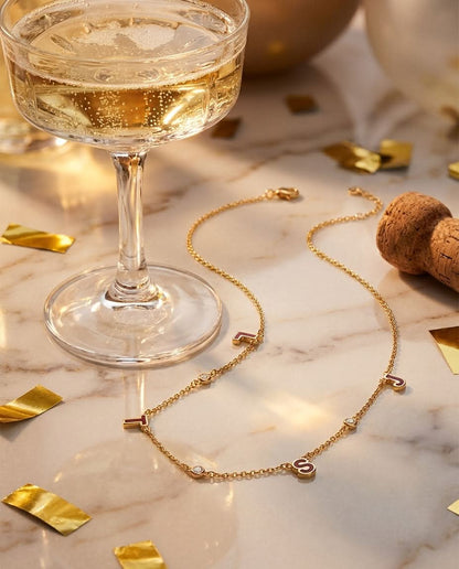 Personalized Gold Initial Necklace with Diamond Accents