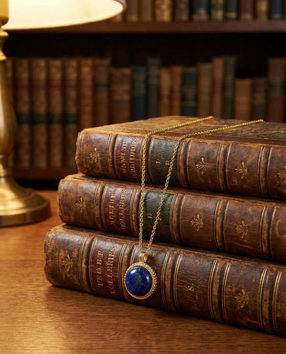 Vintage Lapis Lazuli Gold Pendant Necklace