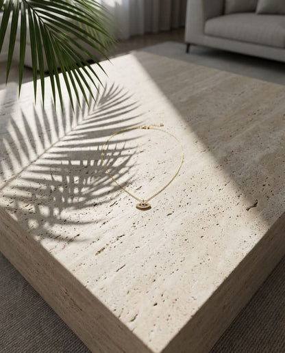 Dainty Diamond Evil Eye Necklace in 14k Gold
