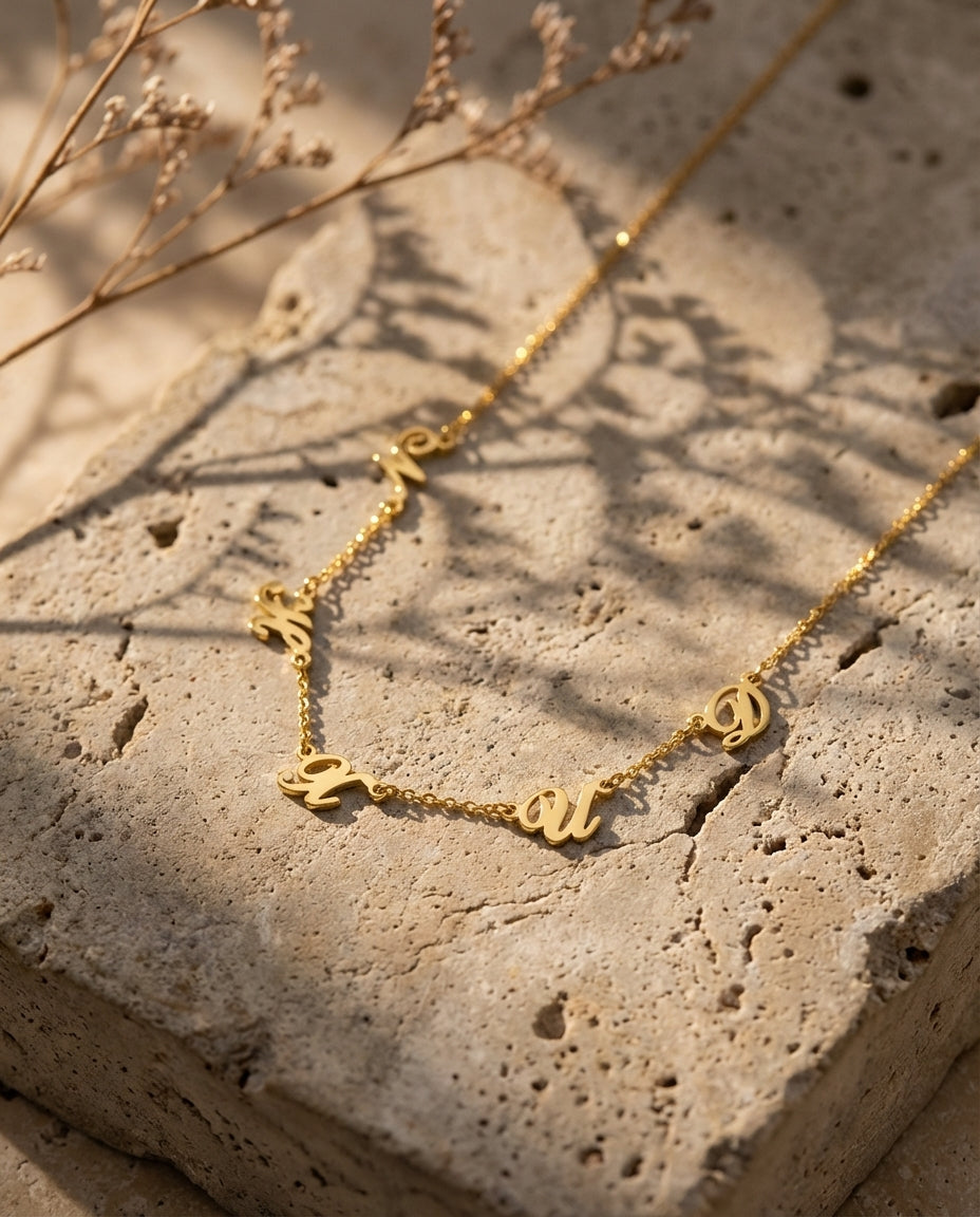 Personalized Spaced Letter Necklace - Custom Gold Initial Jewelry