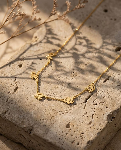 Personalized Spaced Letter Necklace - Custom Gold Initial Jewelry