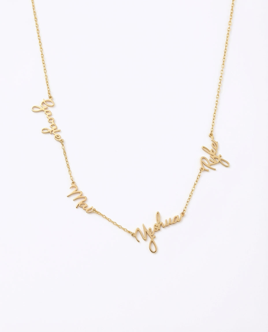 Personalized Gold Multiple Name Necklace for Her