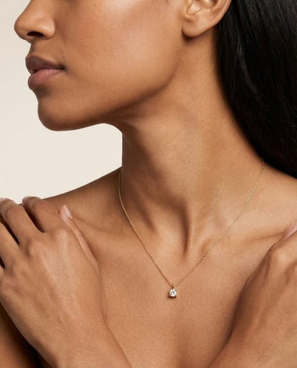 Elegant Gold Solitaire Diamond Pendant Necklace