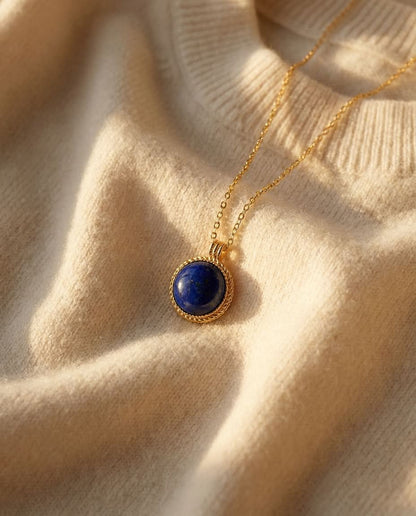 Vintage Lapis Lazuli Gold Pendant Necklace