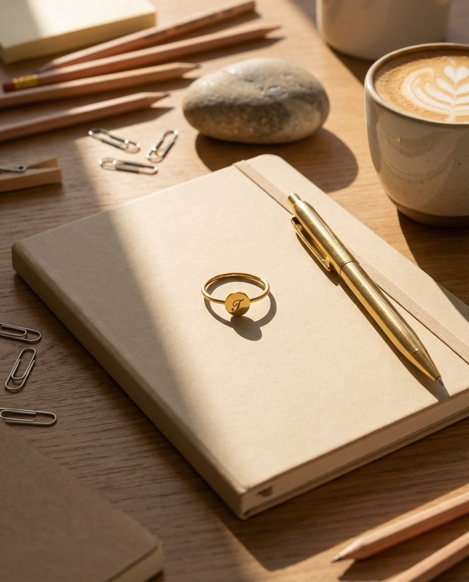 Personalized Gold Initial Signet Ring - Minimalist Elegance