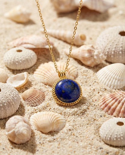 Vintage Lapis Lazuli Gold Pendant Necklace