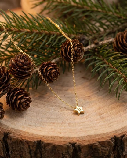 Personalized Gold Star Initial Necklace - Dainty Custom Jewelry