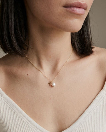 Gold Initial Pearl Necklace - Personalized Letter Charm Jewelry