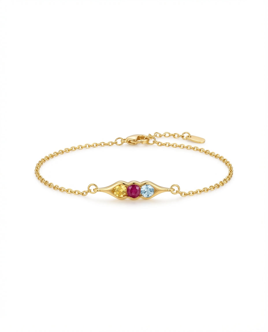 Personalized Gold Pea Pod Necklace with Birthstones
