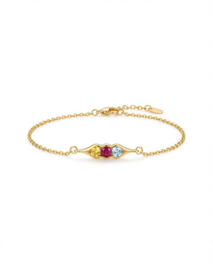 Personalized Gold Pea Pod Necklace with Birthstones
