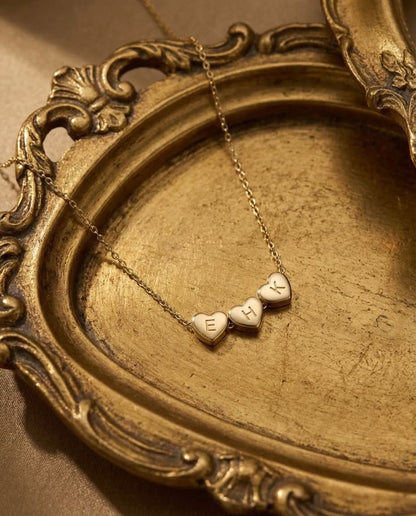 Personalized Initial Heart Necklace - Custom Gold Plated Jewelry