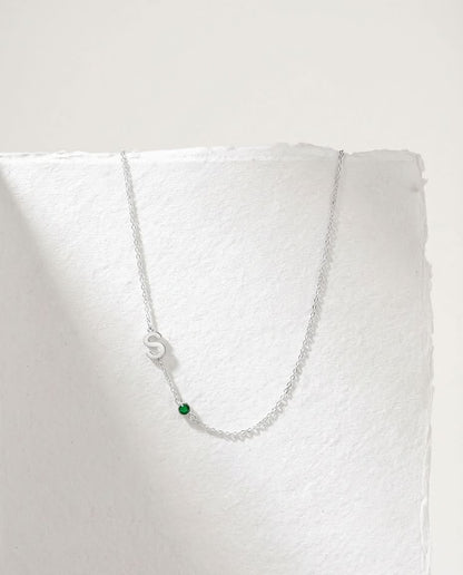 Personalized Initial & Birthstone Gold Necklace