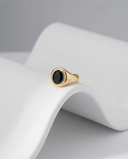 Classic Gold Signet Ring with Black Onyx
