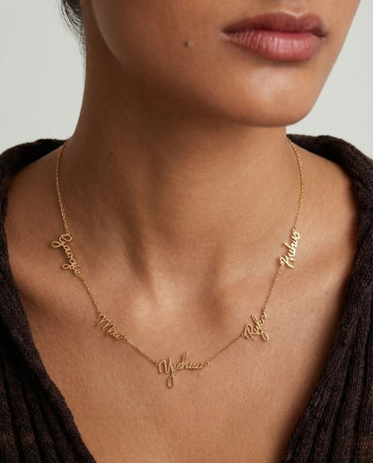 Personalized Gold Multiple Name Necklace for Her