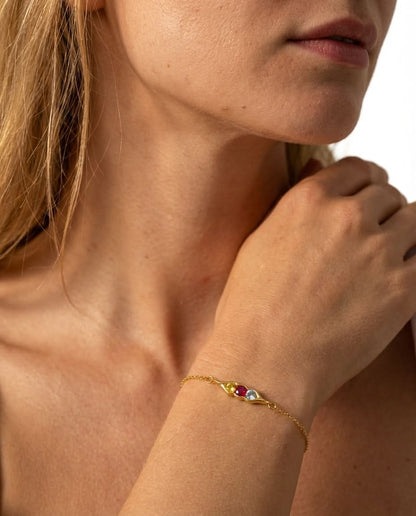 Personalized Gold Pea Pod Necklace with Birthstones