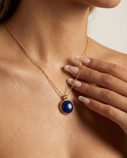 Vintage Lapis Lazuli Gold Pendant Necklace