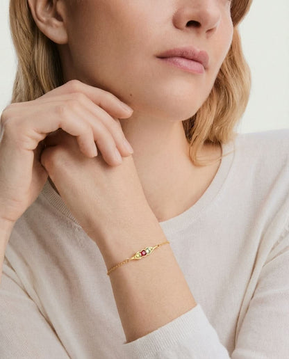 Personalized Gold Pea Pod Necklace with Birthstones