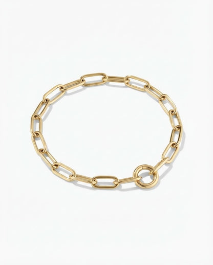 Chic Gold Link Chain Bracelet with Circle Clasp