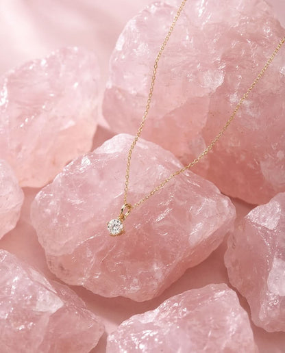 Elegant Gold Solitaire Diamond Pendant Necklace