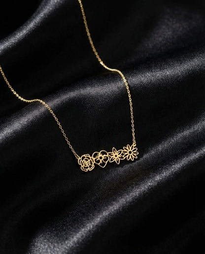 Dainty Gold Flower Bar Necklace | Minimalist Floral Jewelry