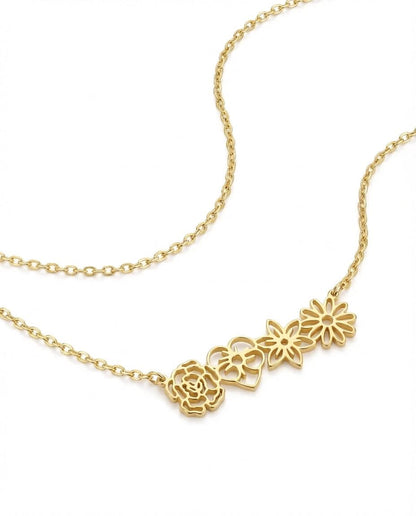 Dainty Gold Flower Bar Necklace | Minimalist Floral Jewelry