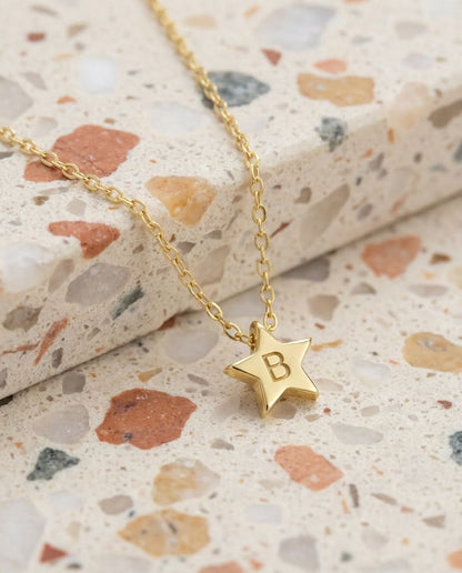 Personalized Gold Star Initial Necklace - Dainty Custom Jewelry