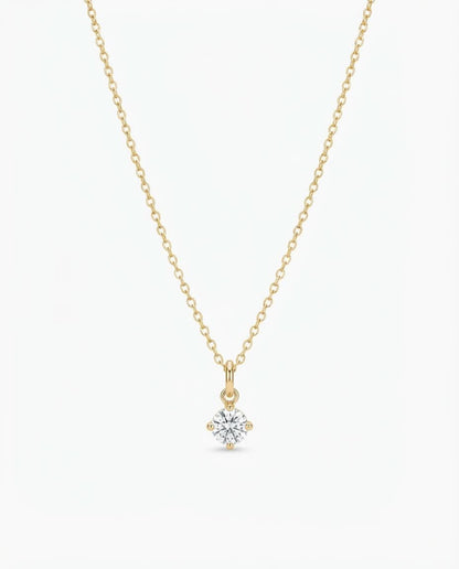 Elegant Gold Solitaire Diamond Pendant Necklace