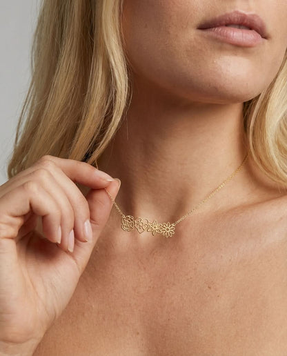 Dainty Gold Flower Bar Necklace | Minimalist Floral Jewelry