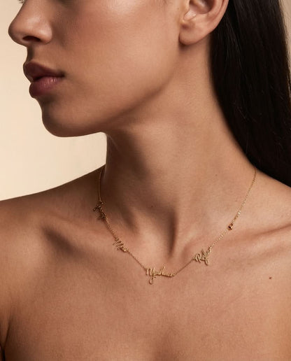 Personalized Gold Multiple Name Necklace for Her