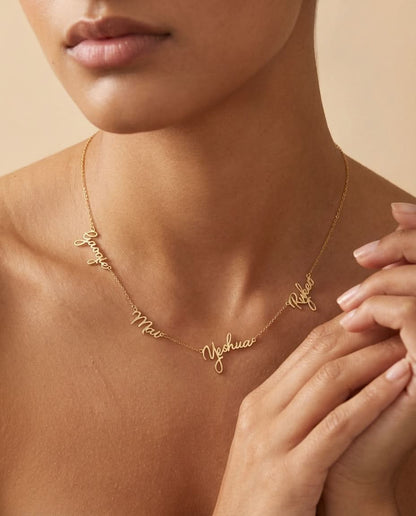 Personalized Gold Multiple Name Necklace for Her