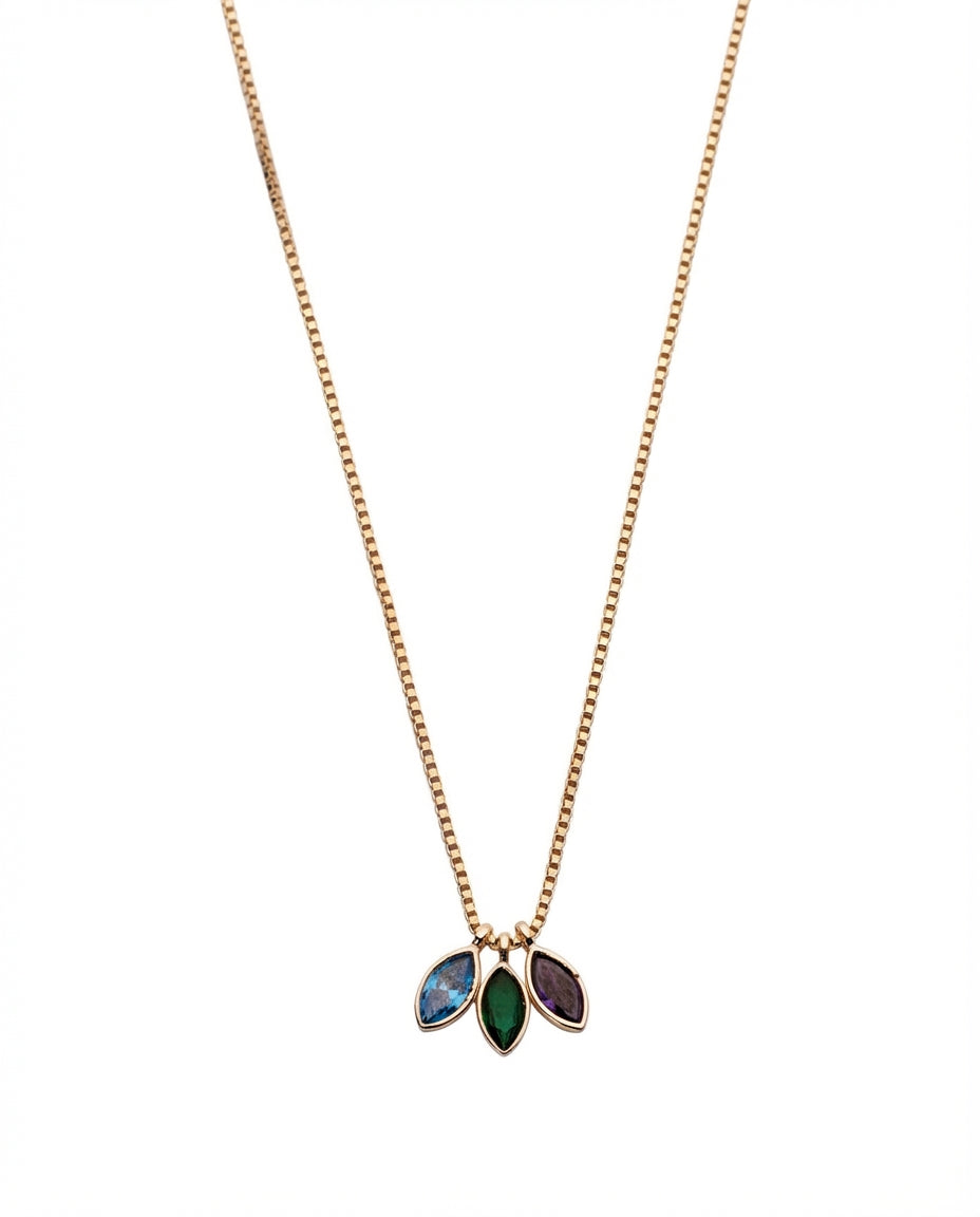 Personalized Gold Family Birthstone Leaf Necklace