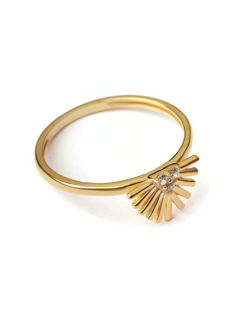 Sunburst Diamond Ring, Radiant Minimalism - Sun Jewelry