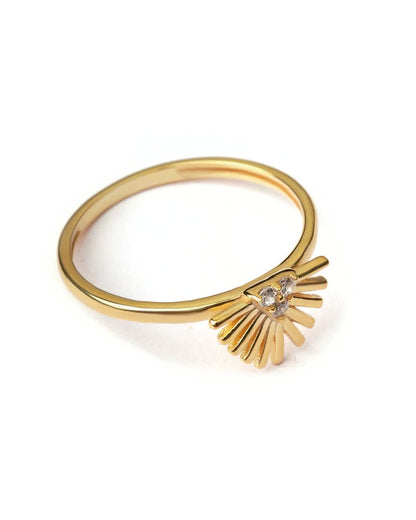 Sunburst Diamond Ring, Radiant Minimalism - Sun Jewelry