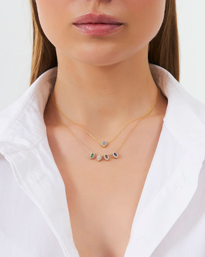 Marquise Cut Family Birthstone Necklace, Personalized Birthstone - 18k Gold Vermeil
