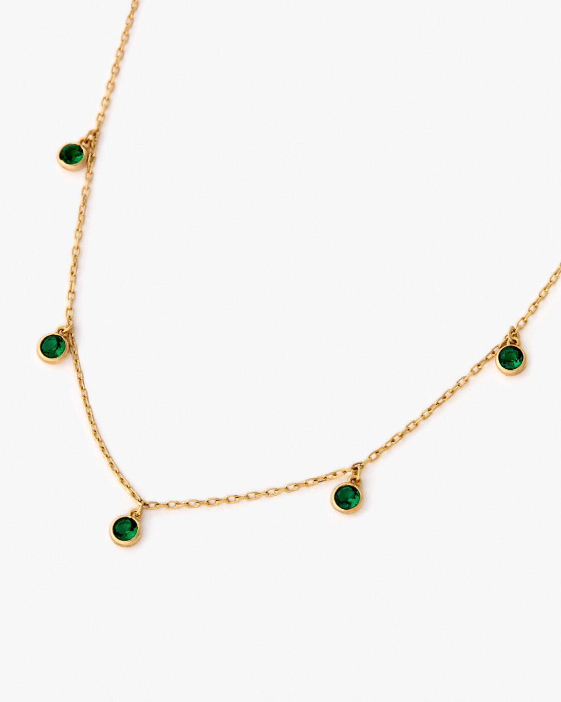 Birthstone Elegant Spaced Emerald Necklace