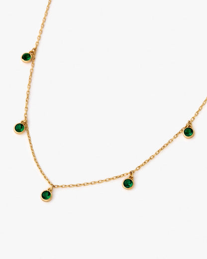 Birthstone Elegant Spaced Emerald Necklace