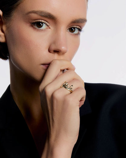Abstract Gold Statement Ring - Modern Rings