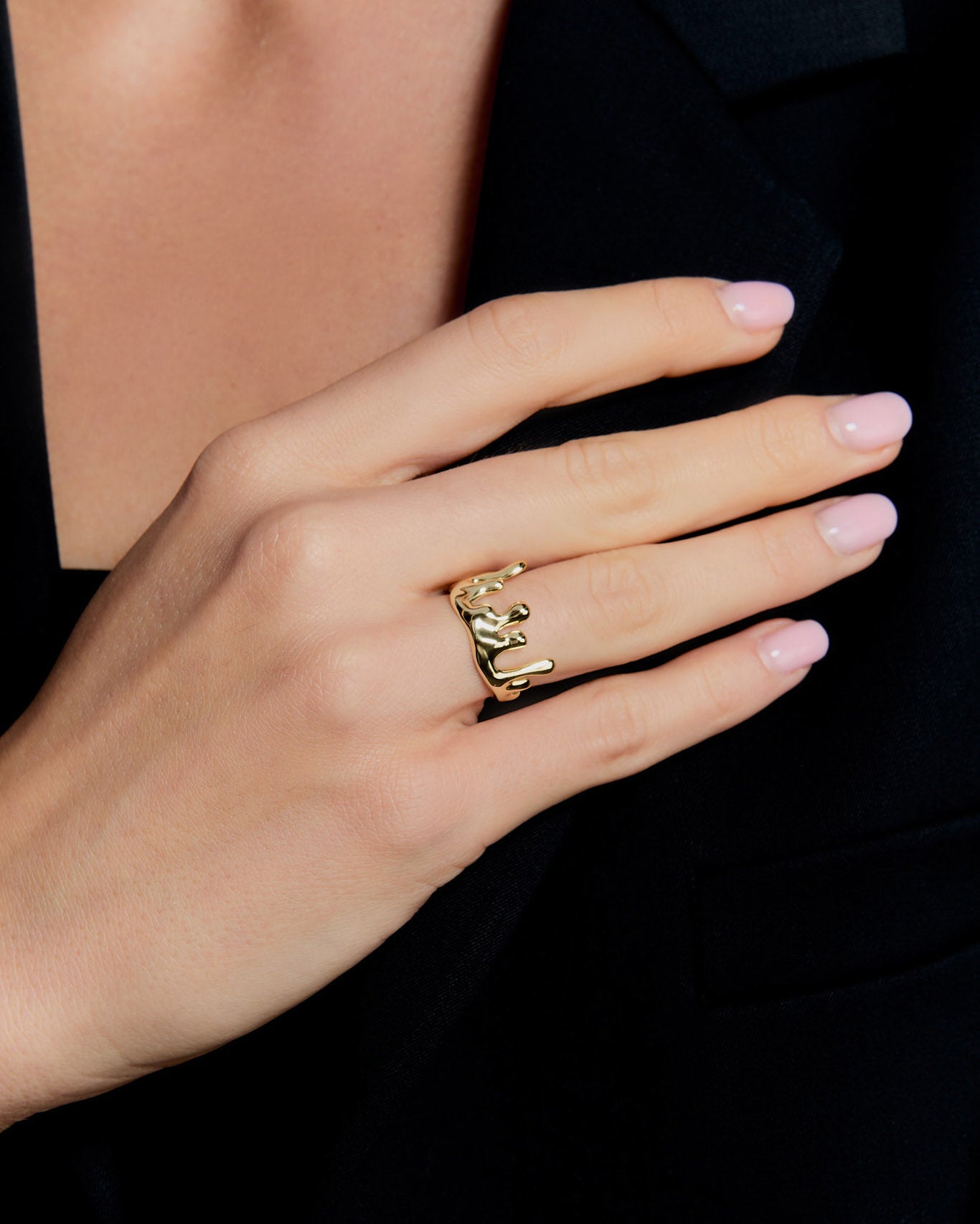 Abstract Gold Statement Ring - Modern Rings