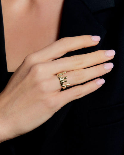 Abstract Gold Statement Ring - Modern Rings
