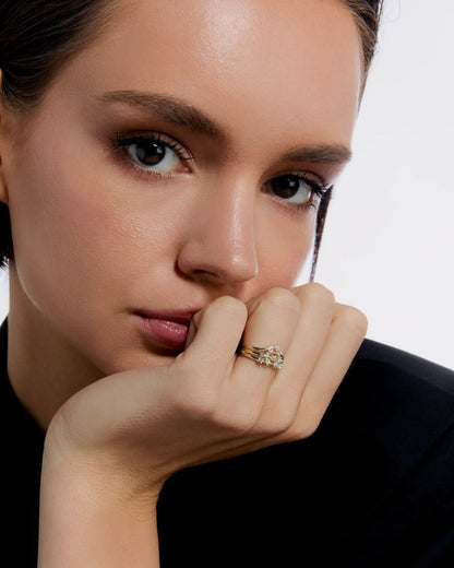 Gold Adjustable Layered Ring - Women Jewelry
