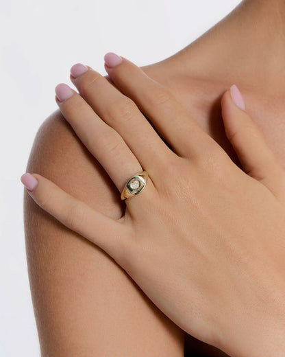 Heart Signet Ring with Accent, Minimalist Modern Design