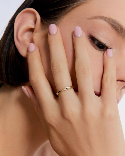 Twist Band Ring, Simple Minimalist Design - 18k Gold Vermeil